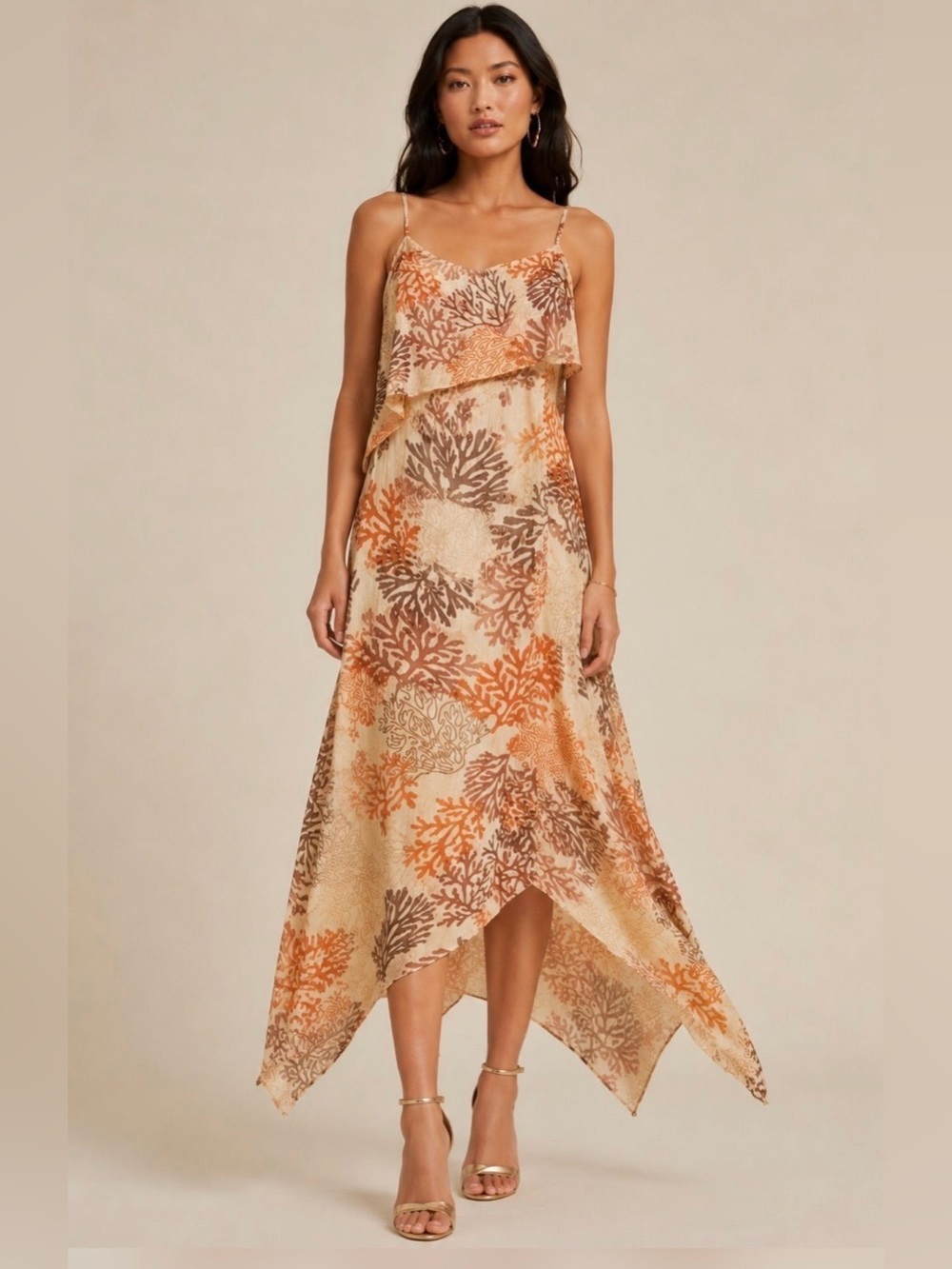 AMUR Women’s Coral Reef Print Asymmetrical Maxi Dress Size 4 NWT MSRP $548